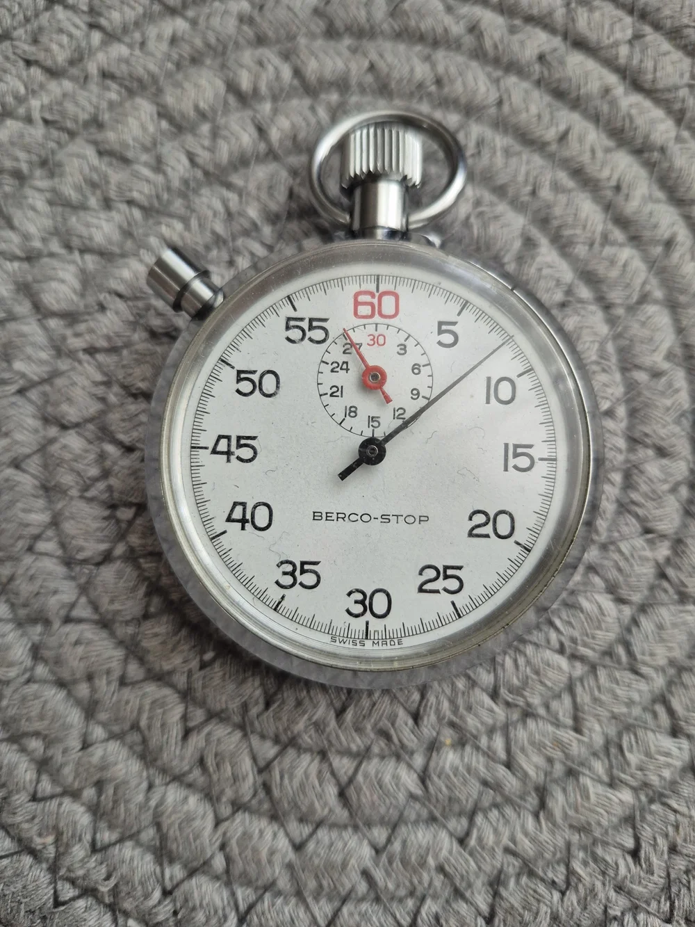 Men's Vintage 1950s-70s Silver Stopwatch - Precision Timing {Works Well}